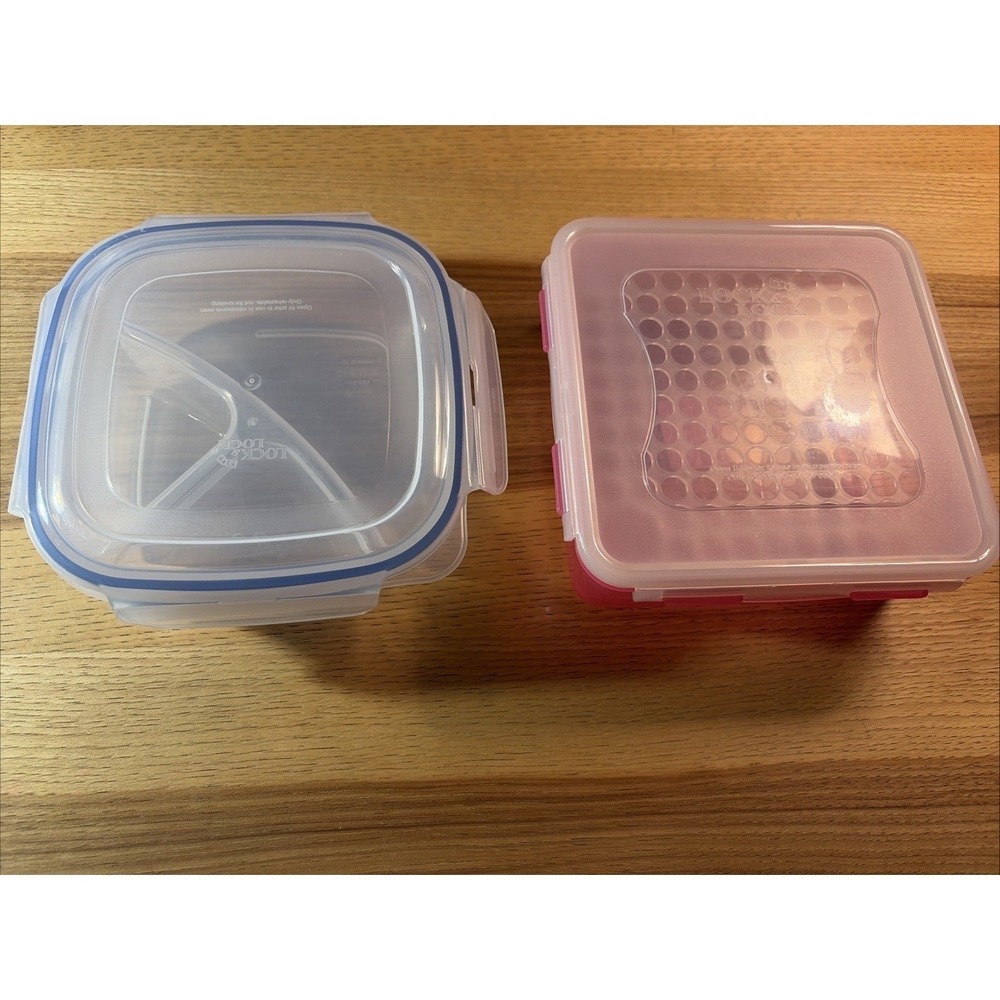 Lot of 2 LocknLock Plastic Food Storage Containers with Airtight Clip Lids